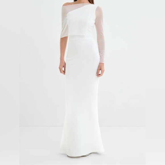 Elegant One Shoulder White Dress - Picture 2 of 16